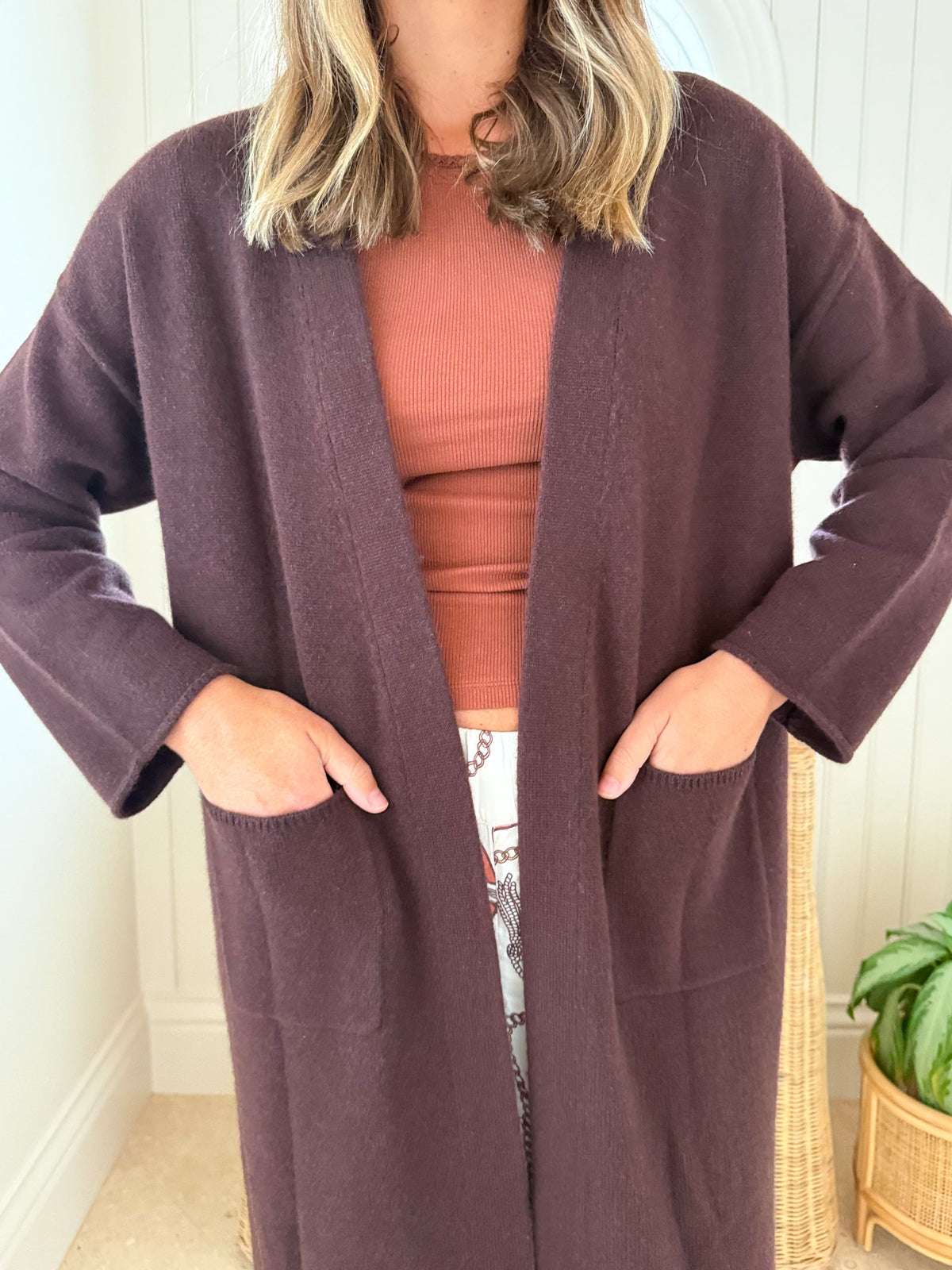FRAICHE Travel Coat Sweater Espresso