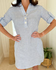 HIHO Sophia Dress Blue Stripe