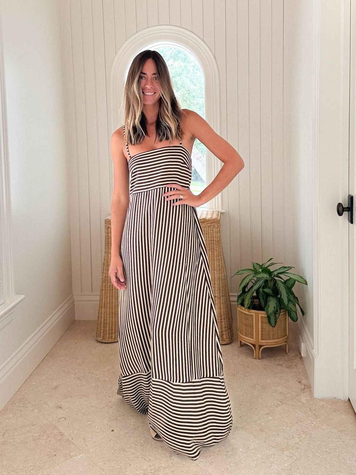 WALKER &amp; WADE Ella Dress Chocolate Stripe