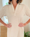 FRANK & EILEEN Mini Emma Dress Vintage White/Camel Dress