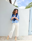 FRANK & EILEEN Sylvio Wide Blue Stripe