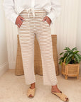 FRANK & EILEEN Penny Patch Pocket Pant White/Camel Stripe