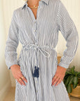 MER ST. BARTH Anais Button Front Shirtdress Marine Stripe