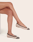 STAUD Nell Crochet Ballet Flat Cream/Black