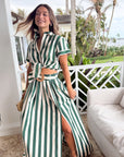 CARA CARA Asbury Top Green / White Stripe