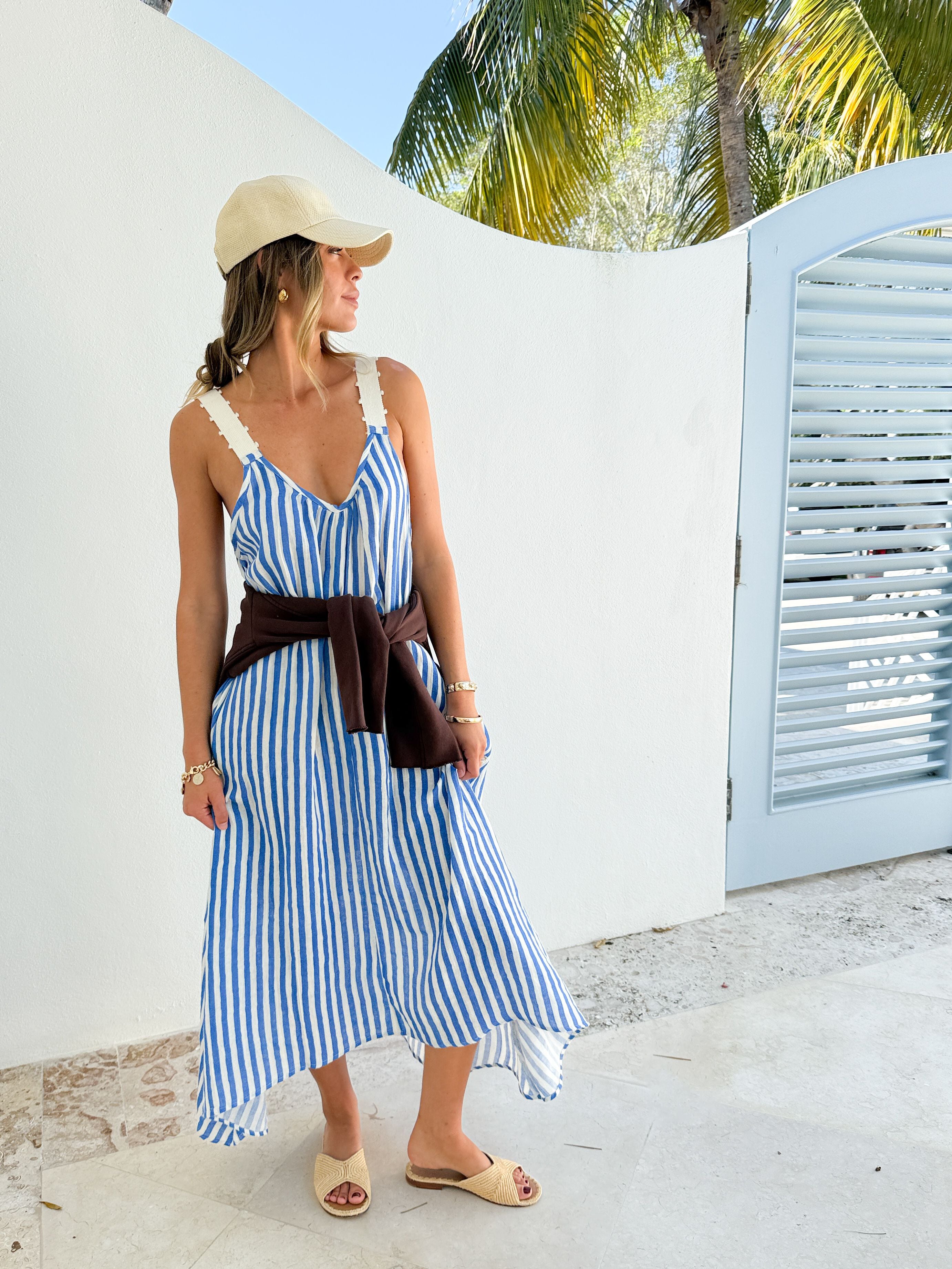 FRAE The Dody Maxi Dress Blue Stripe