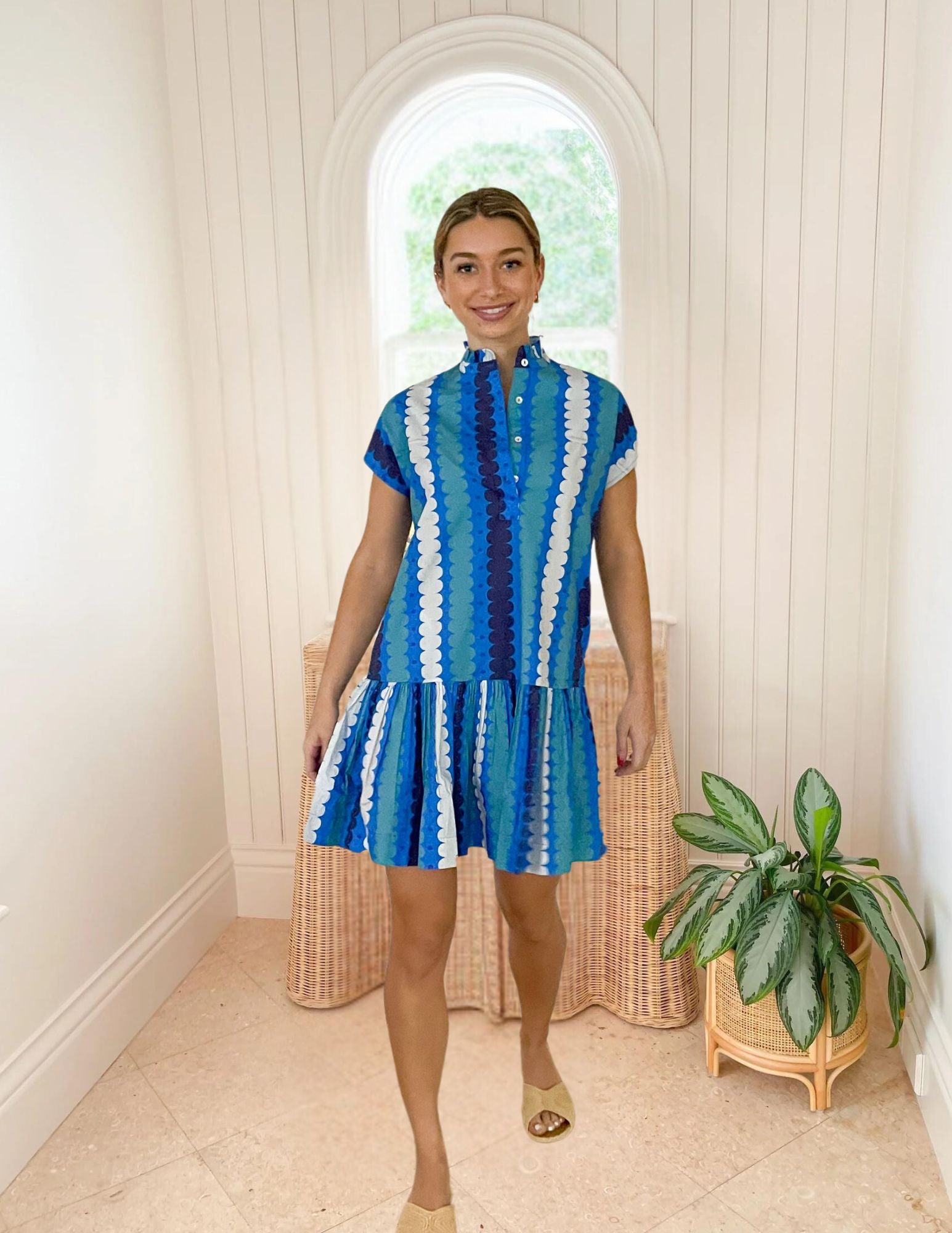 blue dress with cap sleeves FINAL SALE OLIPHANT Sleeve Mini Meko Hidden back zipper/clasp Women Navy Dress Blue Color:SUN RAYS Pretty Girls Shoes for Special Occassion