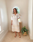 ROSE AND ROSE Grange Dress White with Sand