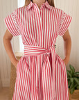 OLIPHANT Belted Shirt Dress Sconset Red