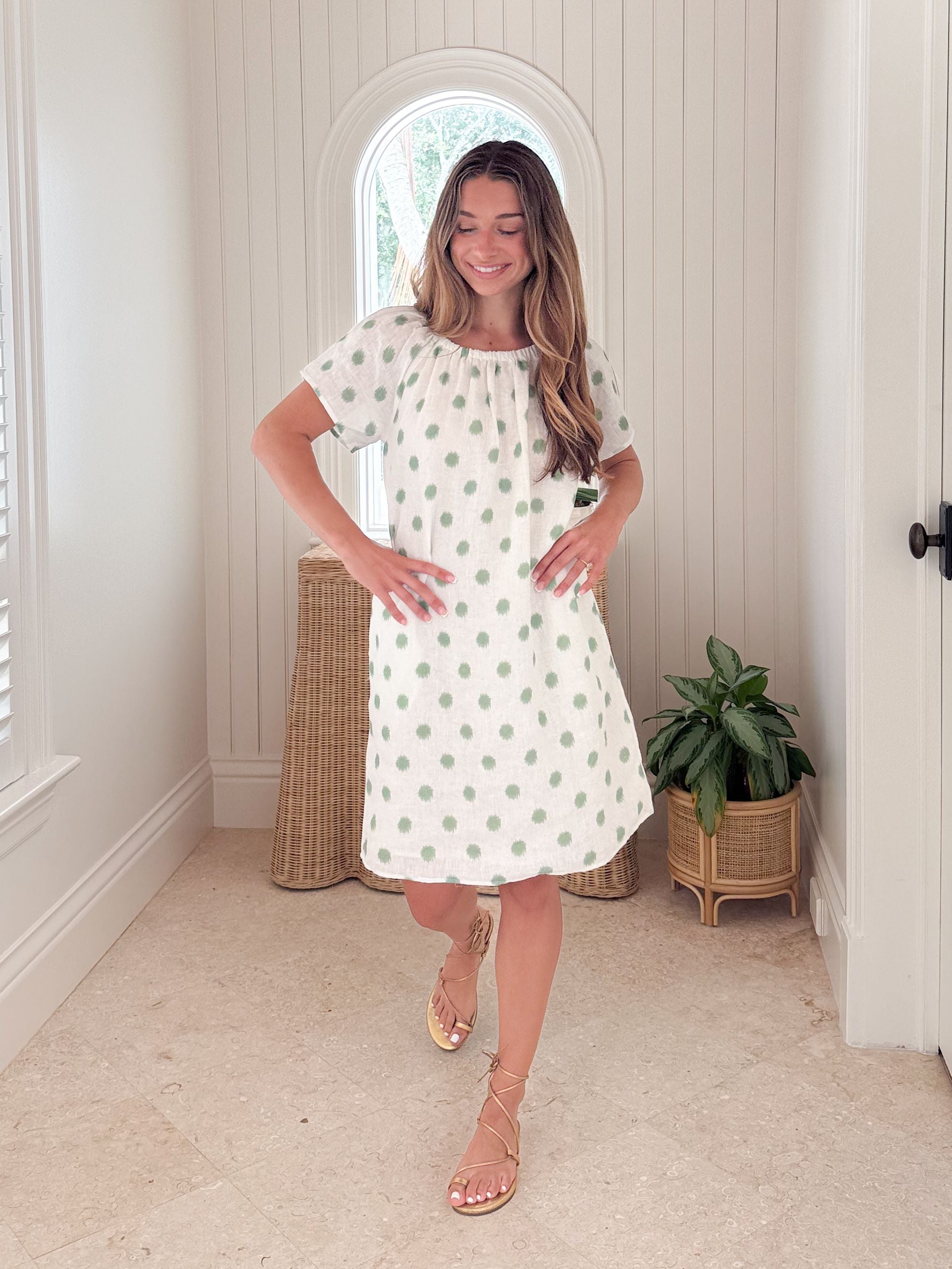 NAVYBLEU Palm Beach Dress Polka Dot Green