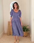 MAREA Abby Dress Indigo Lattice