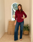 FRANK & EILEEN Eileen Button Up Garnet