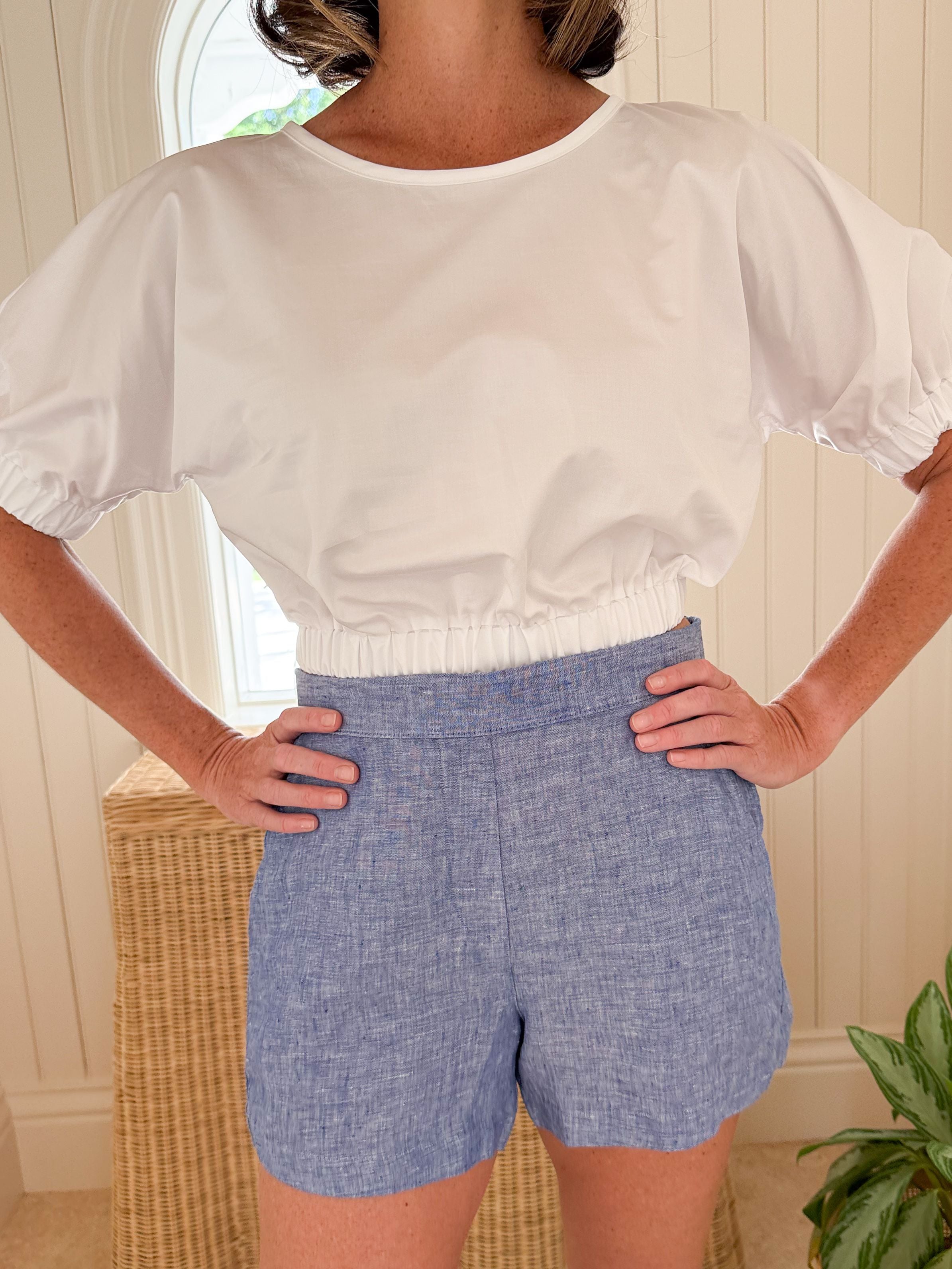 KASIA Cosmos Round Neck Top White