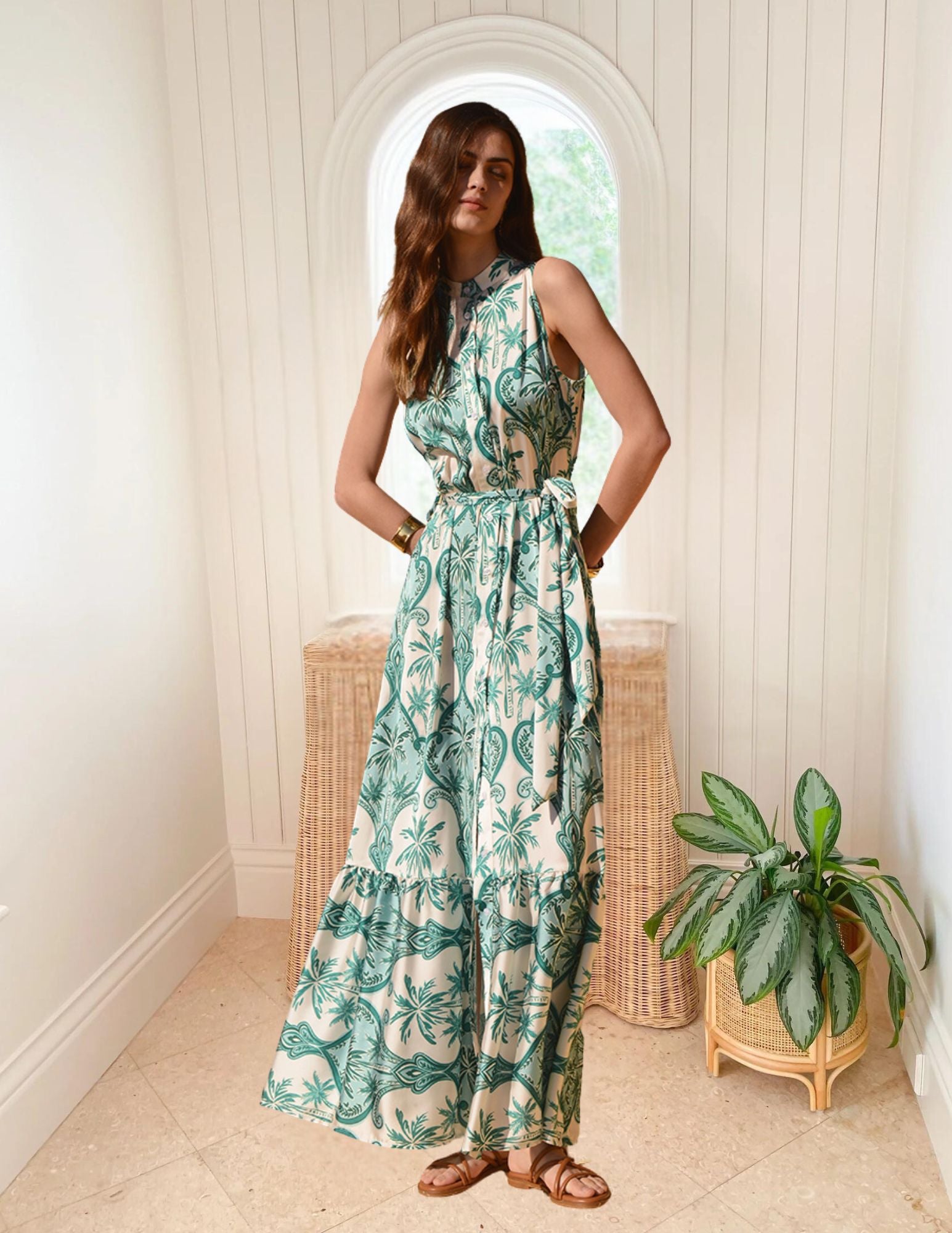 KASIA Lemnos Chemise Maxi Dress Green