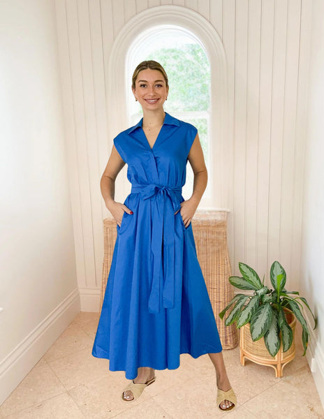 blue sleeveless wrap dress KASIA Nefeli Maxi Dress Blue – Matilda's Life Style