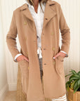 FRANK & EILEEN Belfast Sweatshirt Trench Coat Camel