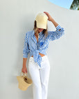 FRAE The Kathy Button Down Shirt Blue Stripe