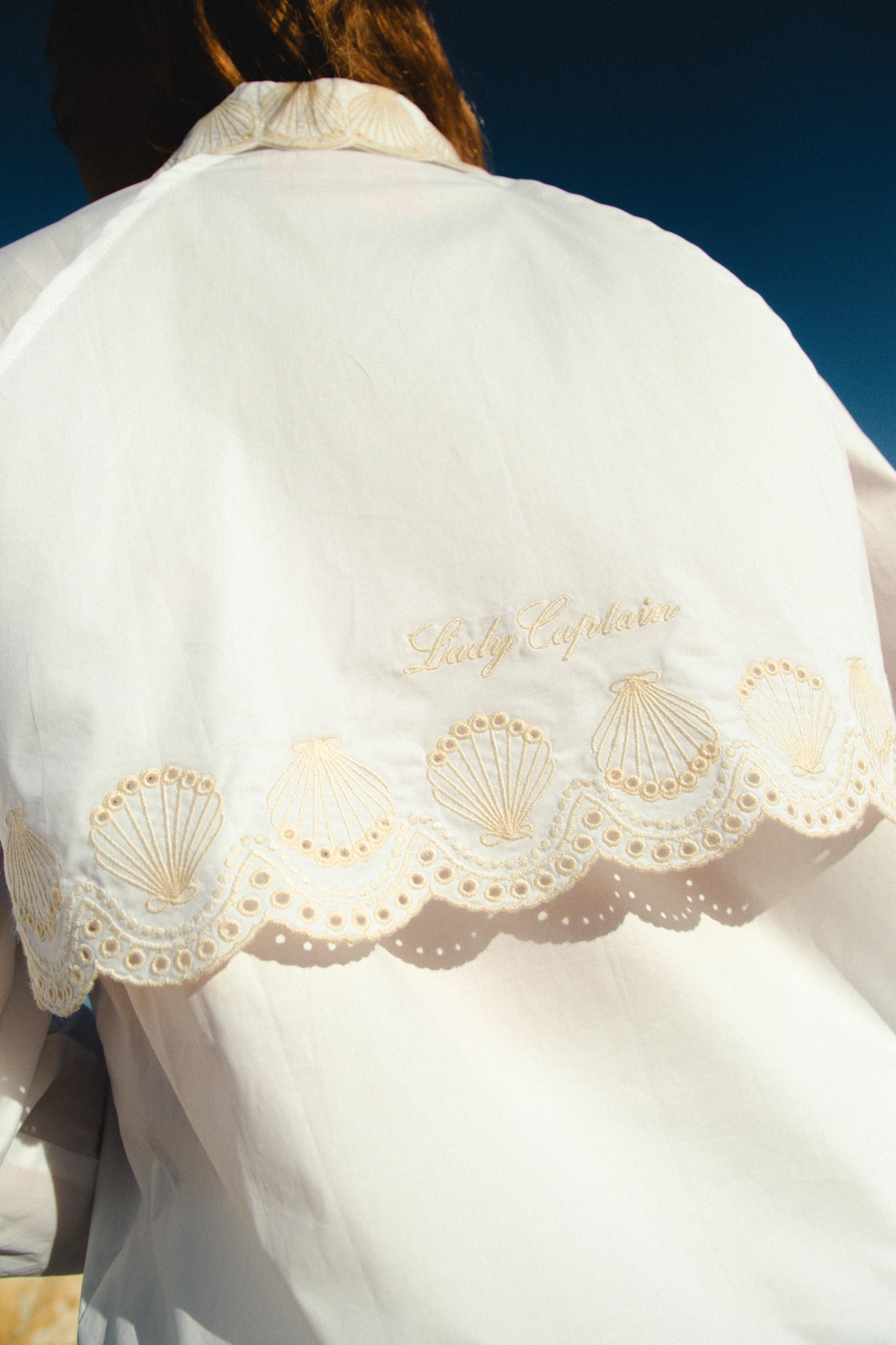LADY CAPTAIN Eyelet Captain Shirt Ivory