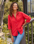 FRANK & EILEEN Eileen Relaxed Button Up Crimson Denim