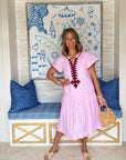 ROSE AND ROSE Uxbridge Dress Pink w/ Wine