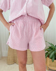 MAREA Ava Shorts Red Seersucker