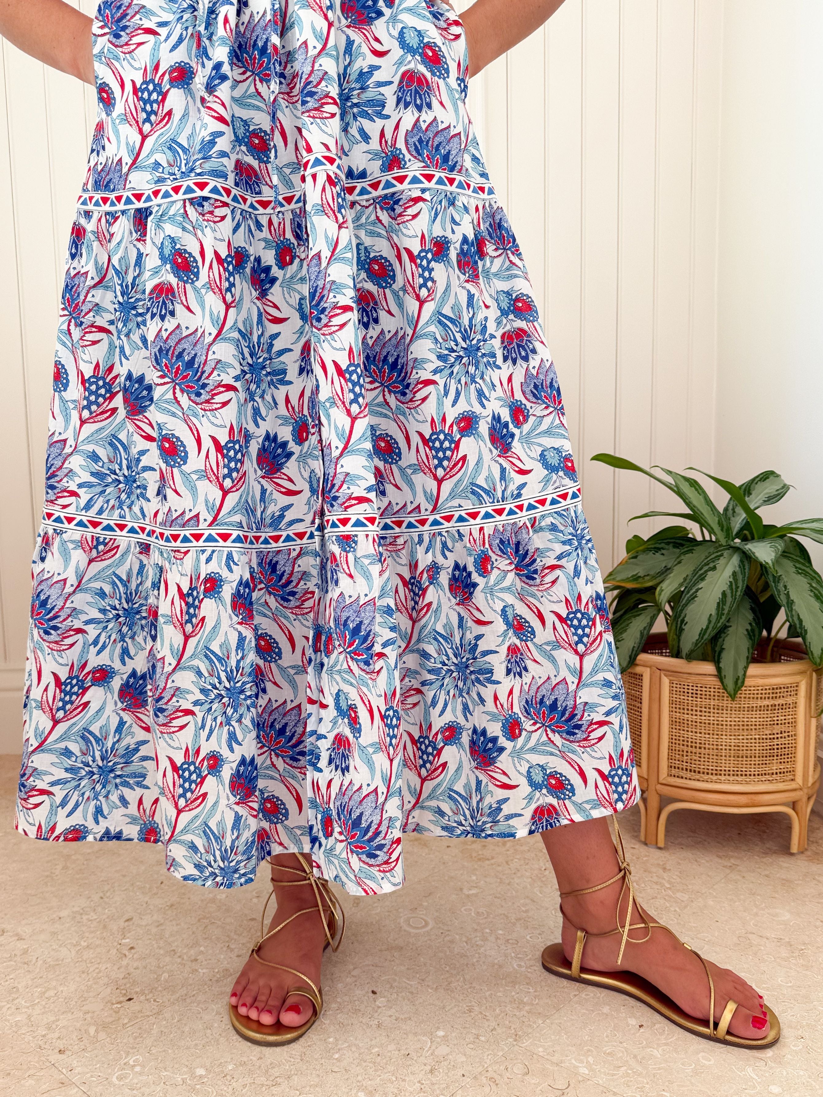 BANJANAN Poppy Dress Philippa Azure