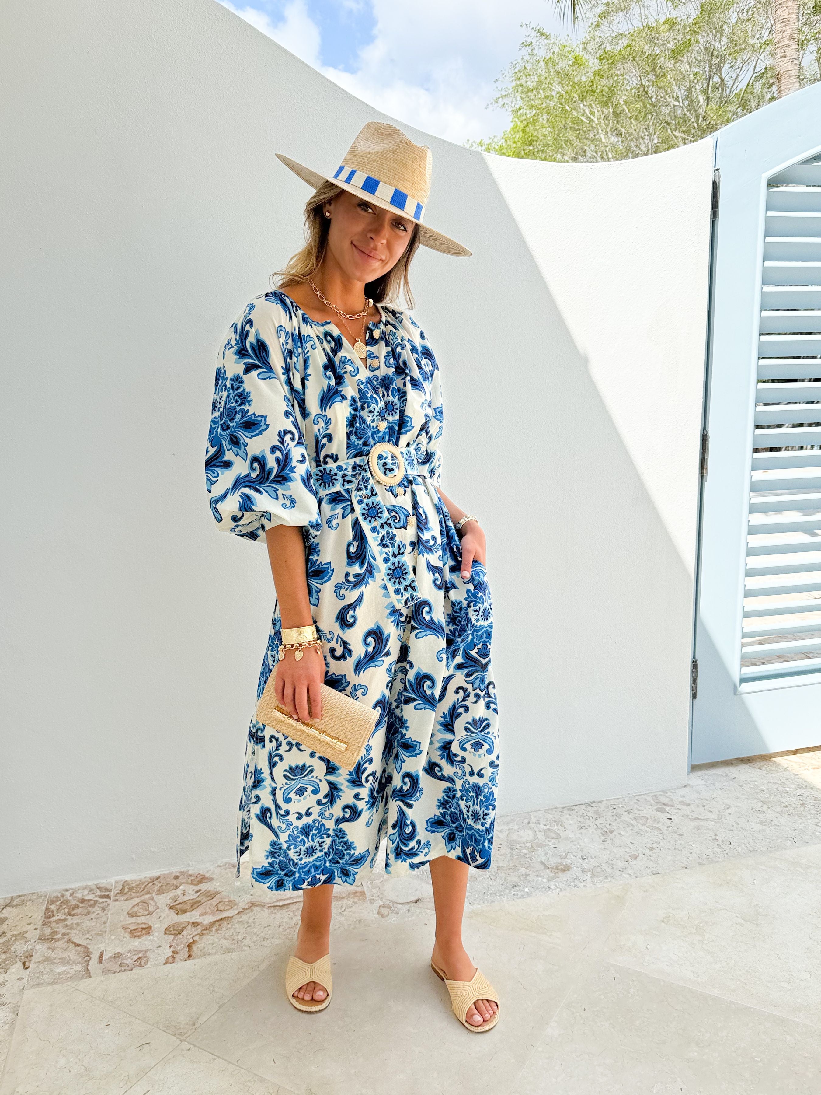 CARA CARA Simone Dress Fiore Evening Blue
