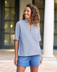 FRANK & EILEEN Patty Popover French Navy Stripe