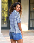 FRANK & EILEEN Patty Popover French Navy Stripe