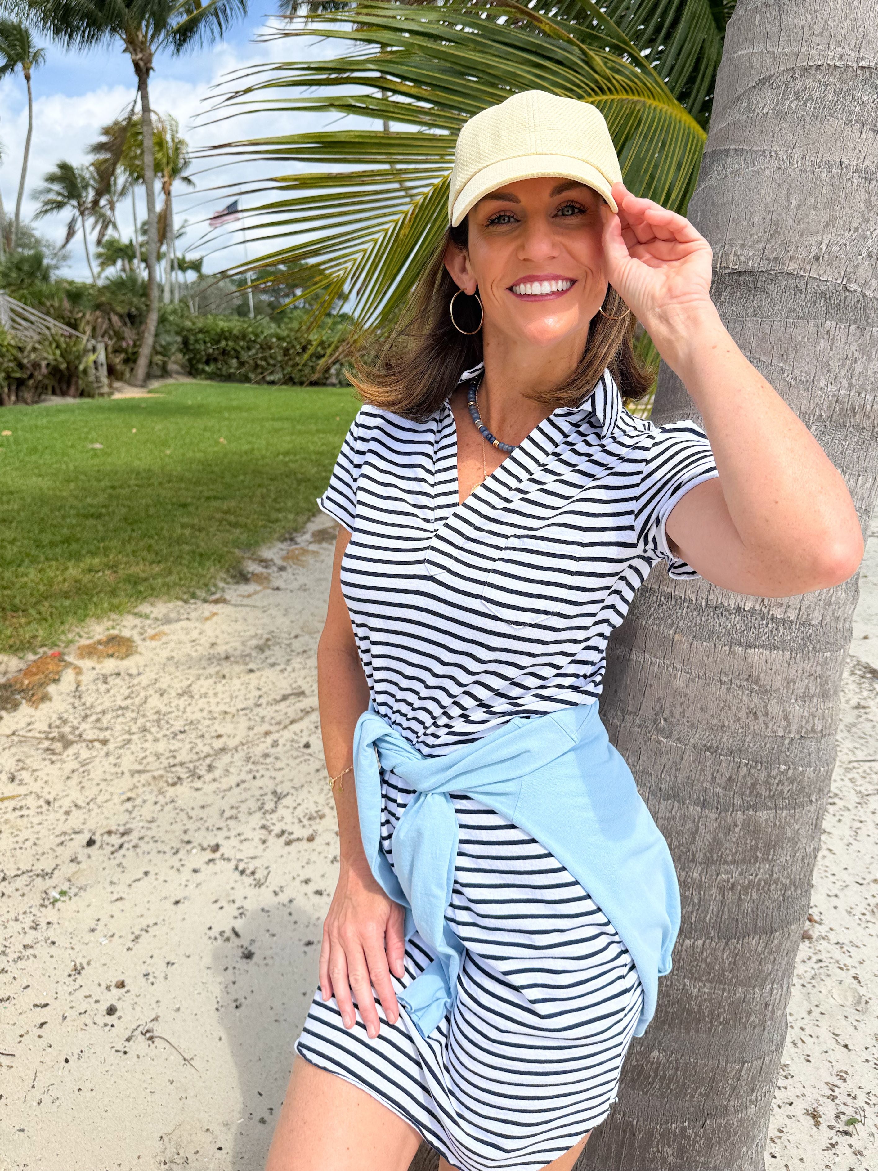 FRANK &amp; EILEEN Lauren Polo Dress White/British Royal Navy Stripe