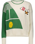 MINNIE ROSE Cotton Pickleball Sweater Golf Green