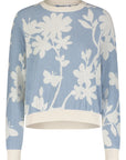 MINNIE ROSE Floral Cashmere Sweater Fresco Blue