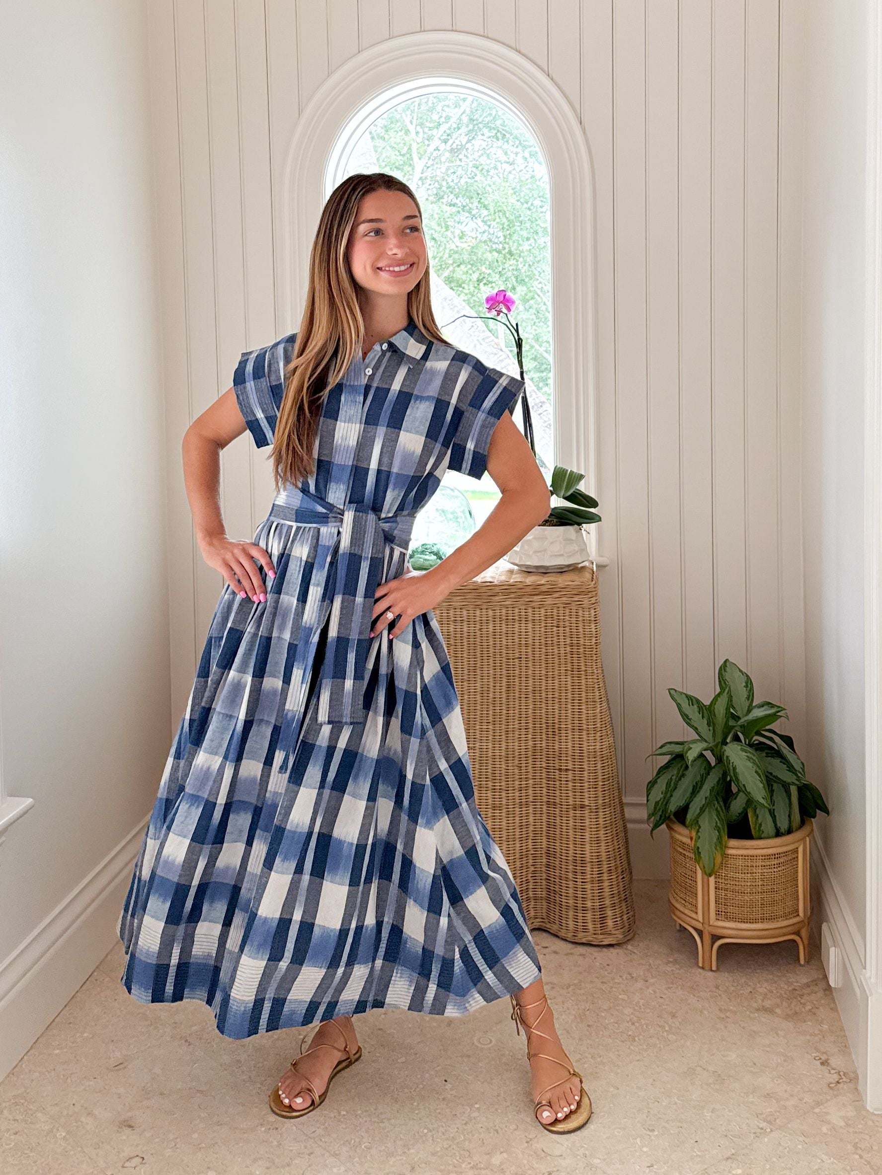 OLIPHANT Belted Shirt Dress Beckett Navy