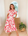 OLIPHANT Belted Shirt Dress Orchid Red