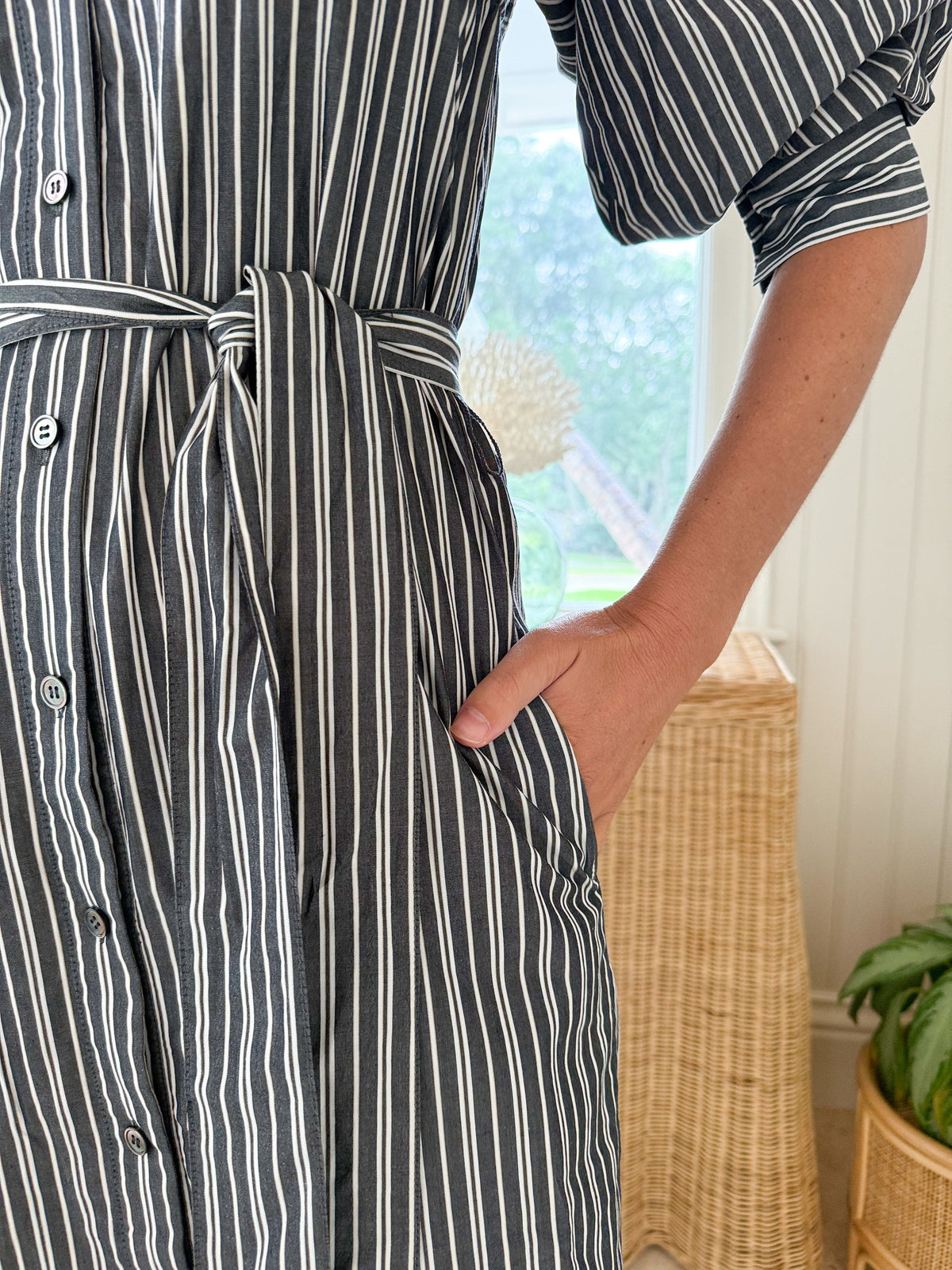 GRACE &amp; BARDOT Hazel Dress Midnight Pinstripe