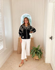 FINAL SALE ROSE AND ROSE Camden Top Black w/ Cream