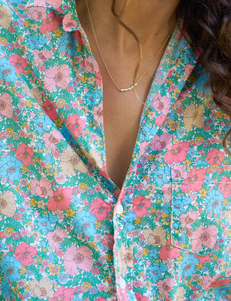 FRANK &amp; EILEEN Eileen Relaxed Button Up Pink &amp; Blue Floral
