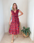 MER ST. BARTH Giselle Maxi Dress Bordeaux Block Print