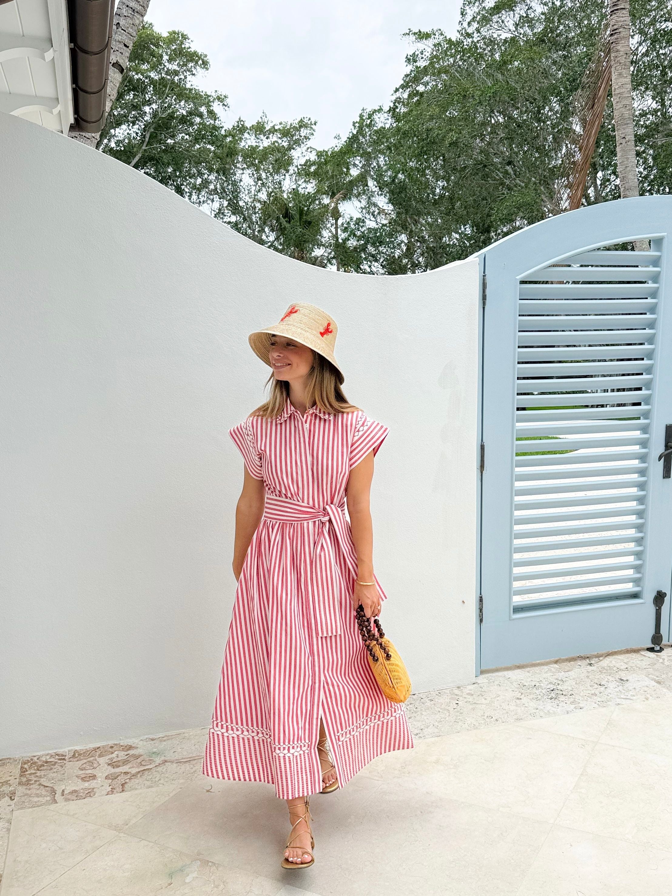 OLIPHANT Belted Shirt Dress Sconset Red