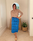 SARAH ALEXIS Carol Midi Skirt Dark Blue Sailor's Tile