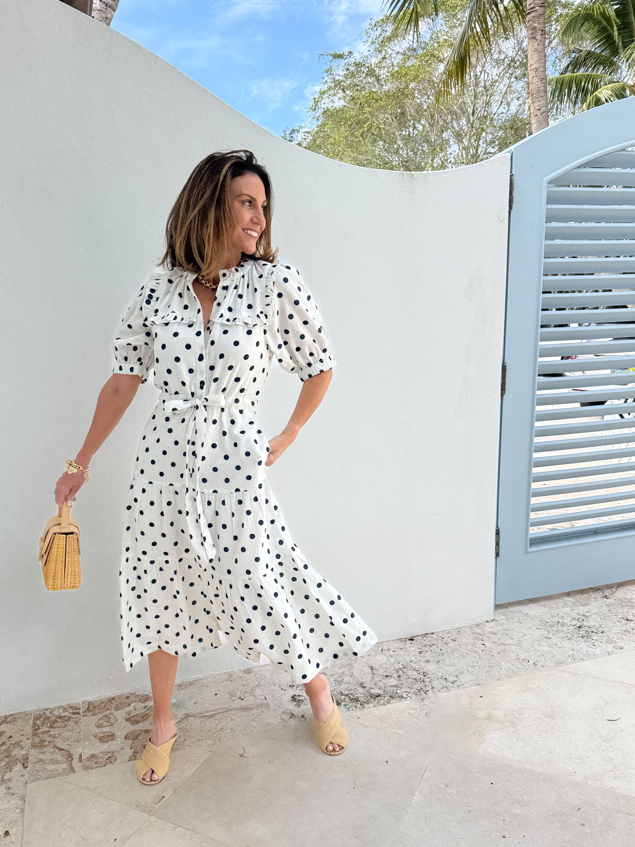 LOLA AUSTRALIA Pacific Dress Polka Navy