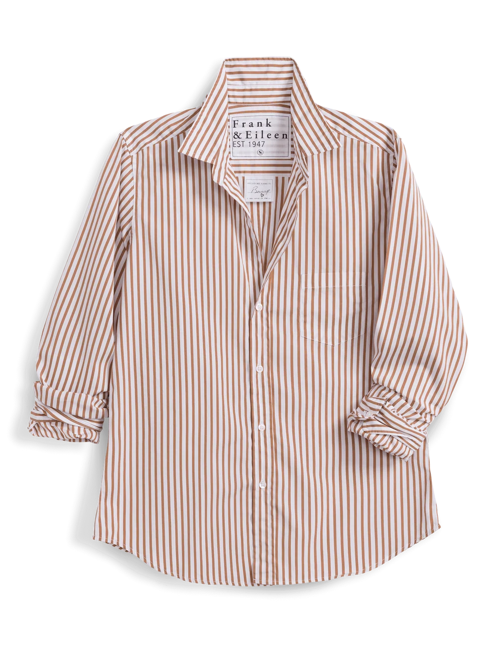 FRANK &amp; EILEEN Barry Button Up Tan/White Stripe