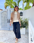 FRANK & EILEEN Monterey Sweater Ivory w/ Camel Stripe