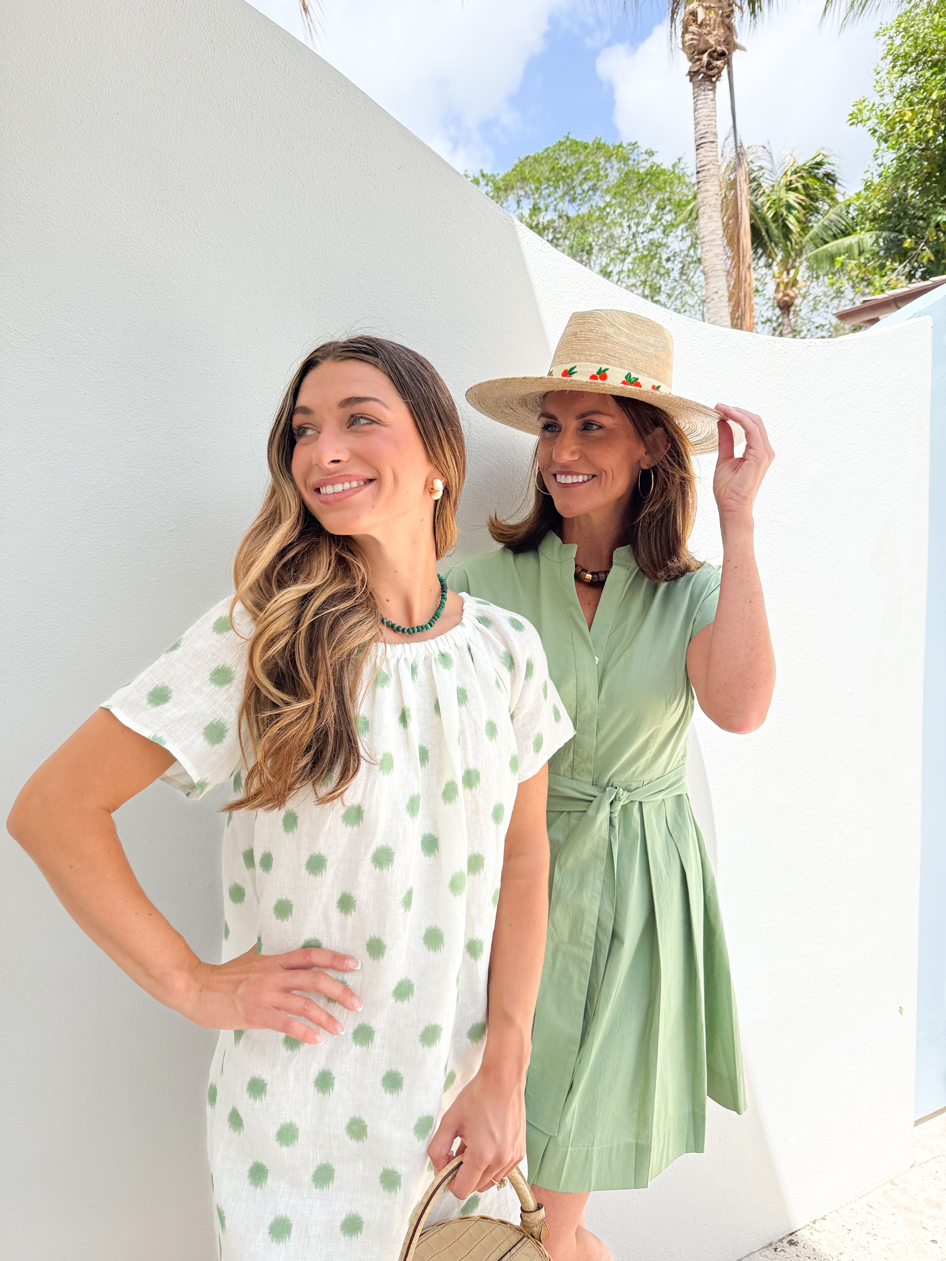 NAVYBLEU Palm Beach Dress Polka Dot Green