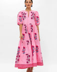 OLIPHANT Puff Sleeve Maxi Dress Boca Pink