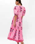 OLIPHANT Puff Sleeve Maxi Dress Boca Pink