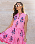 OLIPHANT Yoke Dress Boca Pink