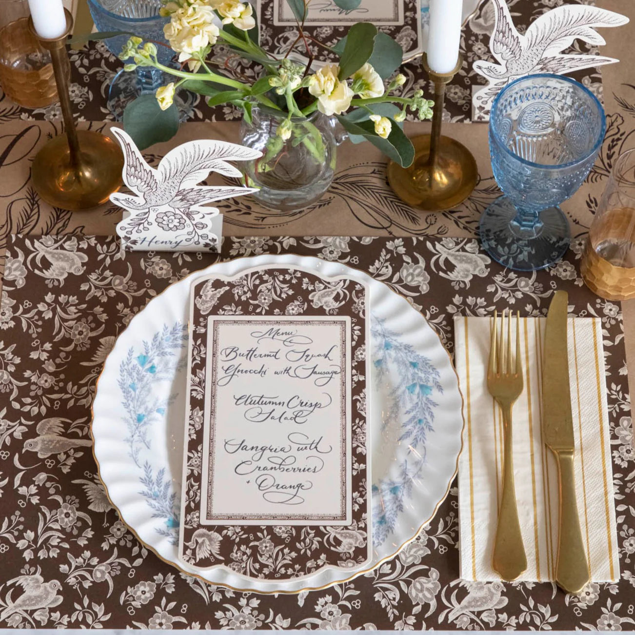 Brown Regal Peacock Placemat-Set/18