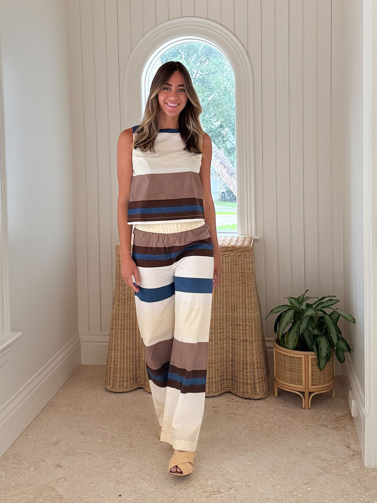 FITZROY &amp; WILLA Bradbury Pant Rugby Stripe Espresso