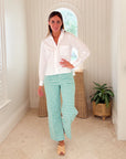 FRANK & EILEEN Wexford Wide Leg Pant Green Gingham